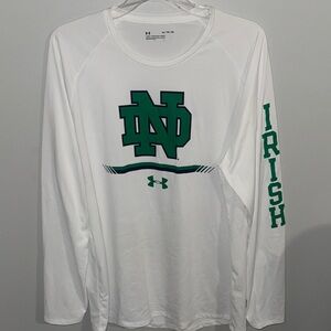 Under Armour Men's White and Green Long Sleeve Tee